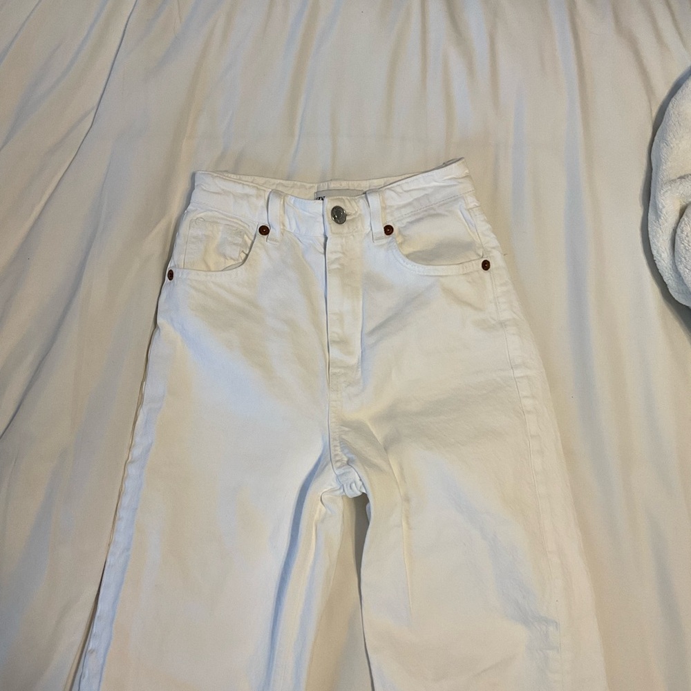 Zara Crisp White Denim Pants
